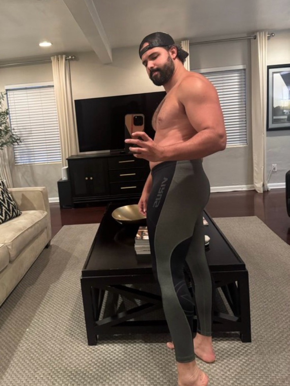 Virus Black and Olive Athletic Compression Leggings